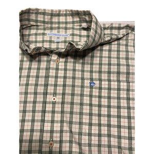 Southern Tide Long Sleeve Button Down Men's Large Classic Fit White Green